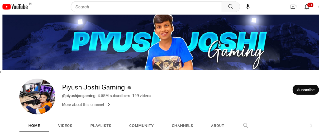 Piyush Joshi Gaming YouTube Channel
