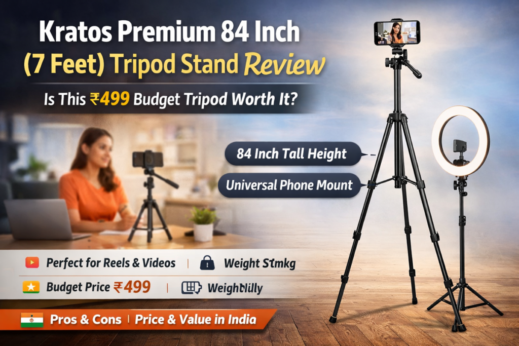 Kratos Premium 84 Inch (7 feet) tripod stand for mobile photography, videography, reels, and ring light setup