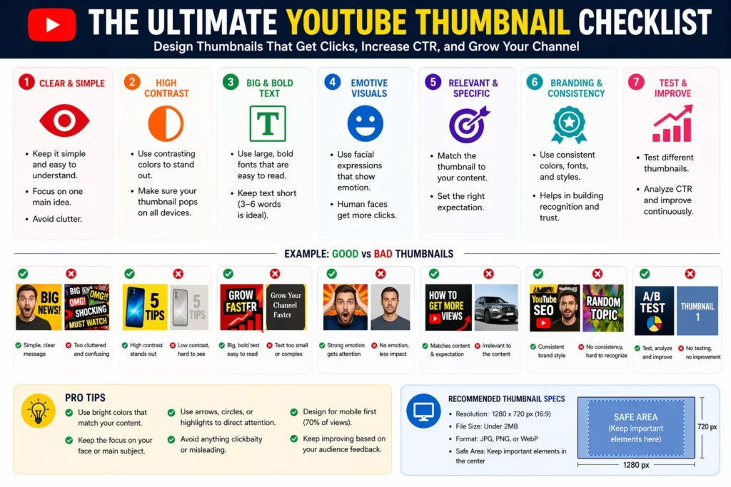 good vs bad YouTube title and thumbnail combinations demonstrating how titles and thumbnails should complement each other instead of repeating the same message for higher CTR